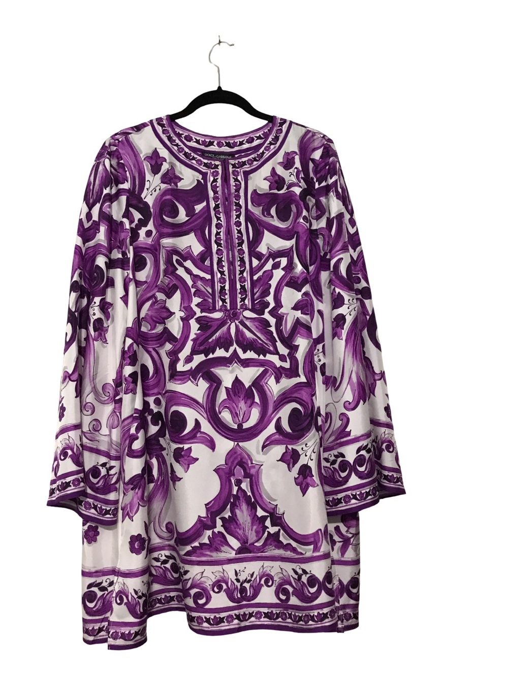 Dolce & Gabbana Purple and White Baroque Print Tunic
